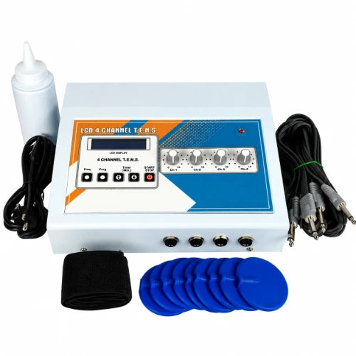 medansh 4 channel tens machine lcd non-invasive low-risk nerve stimulation reduce pain with 1 year warranty