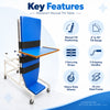 medansh manual tilt table key features including manual tilt positioning, 0° to 90° range, 3 securing straps, 2 gripping handles and heavy-duty wheels