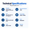 medansh physio studio 6-in-1 technical specifications with ift, ms, tens, ultrasound, deep heat and laser therapy functions