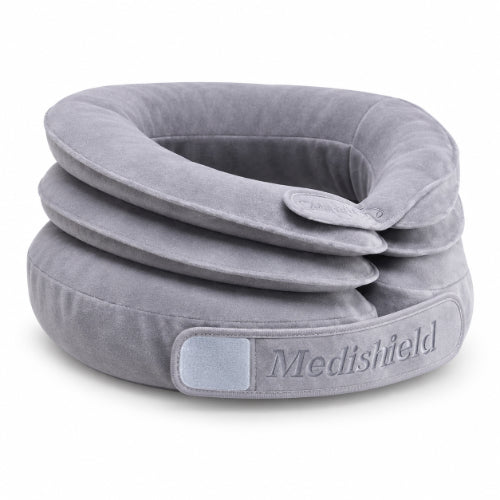 medishield cervical traction massager with soft layered neck support and adjustable closure for cervical support and relaxation