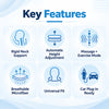medishield cervical traction massager key features including rigid neck support, automatic height adjustment, massage and exercise mode, breathable microfiber and universal fit