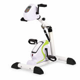 motorized electric mini exerciser with adjustable arm and leg pedals, digital control panel and compact rehabilitation design