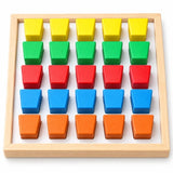 multi color square peg board with 25 colorful square pegs for occupational therapy, fine motor practice and hand-eye coordination