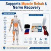 EMS muscle stimulator 2-year warranty target areas – shoulder arm back thigh knee calf body map