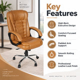 octavia series ergonomic leather office chair key features including high-back executive design, padded armrests, comfort-focused seating, smooth rolling base and professional leather-look finish