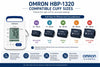 Omron HBP-1320 compatible cuff sizes from SS to XL for different arm circumferences