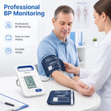 Omron HBP-1320 professional blood pressure monitor used by a healthcare professional in a clinical setting