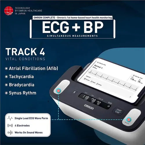 Omron HEM-7530T simultaneous ECG and blood pressure monitoring for AFib and heart rhythm screening