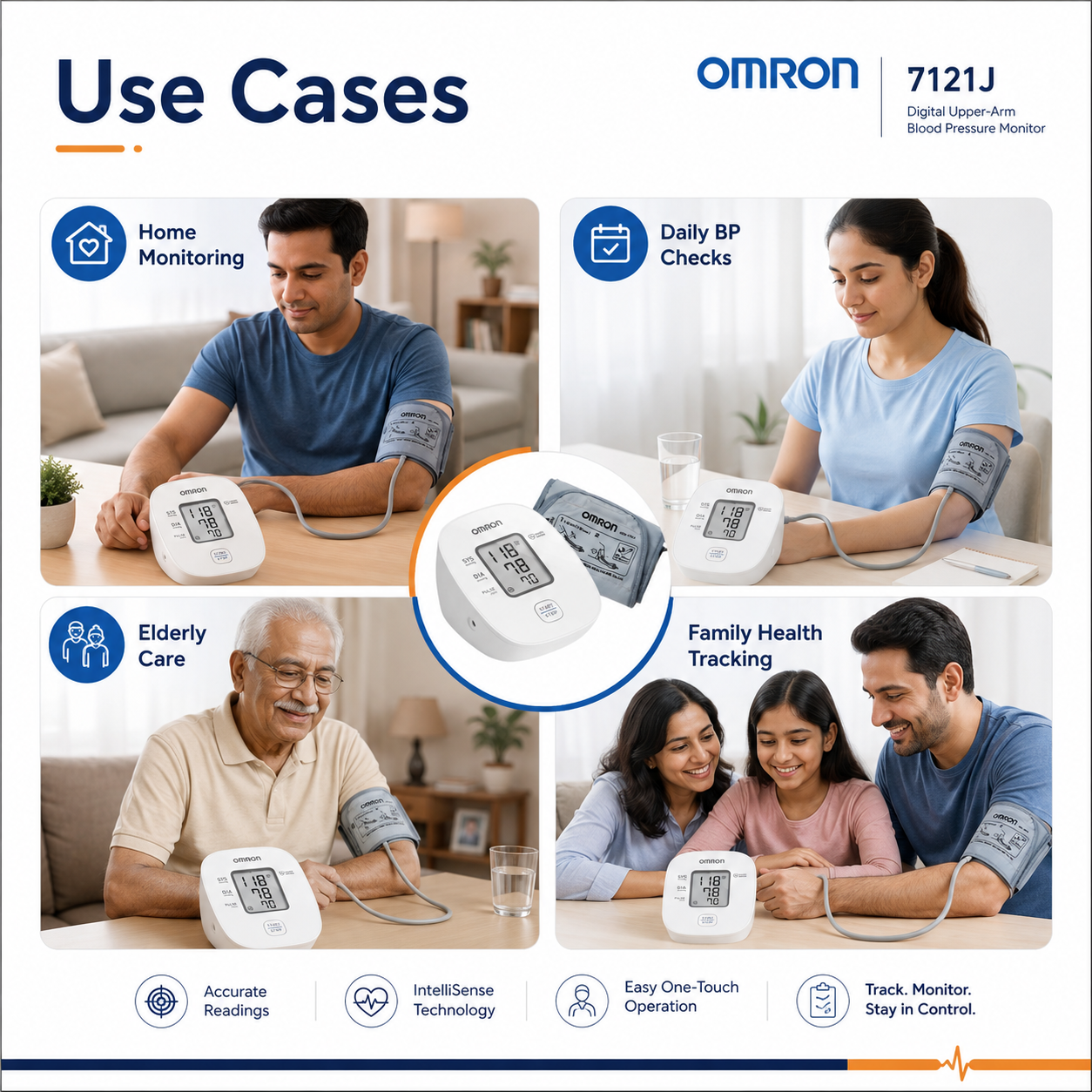 omron 7121J BP monitor with hypertension Indicator | digital BP machine uses 