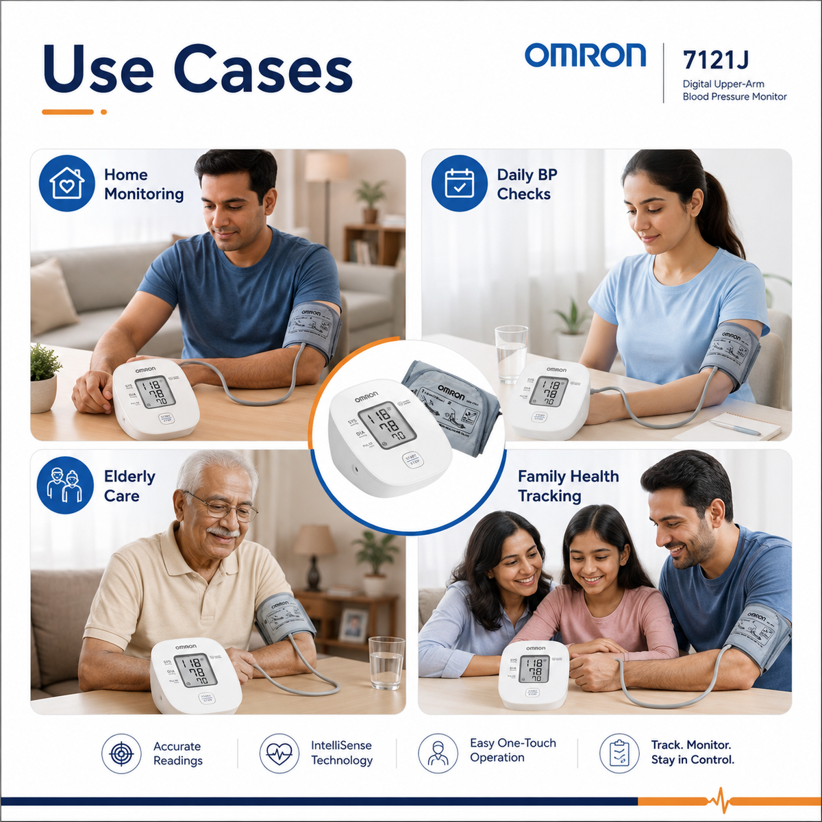 omron 7121J BP monitor with hypertension Indicator | digital BP machine uses 