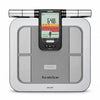 omron hbf-375 karada scan body composition monitor with handheld sensors and digital display for full body analysis