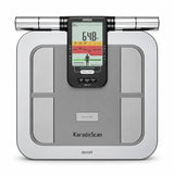 omron hbf-375 karada scan body composition monitor with handheld sensors and digital display for full body analysis