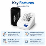 omron hem-7156 key features including 360° intelliwrap cuff, intellisense technology, 60-reading memory and measurement alerts