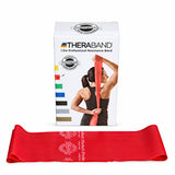 theraband red latex free resistance band use cases for physiotherapy, strength training, stretching and home exercise