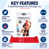 theraband red 1.5 m resistance band key features including latex free design, red resistance level, 4 inch width and portable use