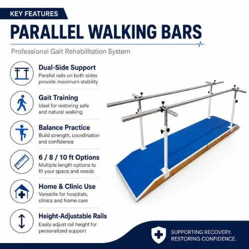 parallel walking bars key features with adjustable support rails