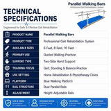 parallel walking bars technical specifications for rehabilitation use