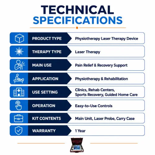 physiotherapy laser therapy device technical specifications for clinics rehab centres and home care