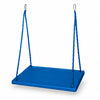 blue platform swing with adjustable suspension ropes and metal clips for sensory and occupational therapy activities