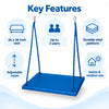 platform swing key features including 24 x 36 inch seat, up to 2 user capacity, durable vinyl platform, adjustable ropes and indoor or outdoor use