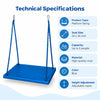 platform swing technical specifications with 24 x 36 inch seat, capacity up to 2 users, durable vinyl material and adjustable ropes