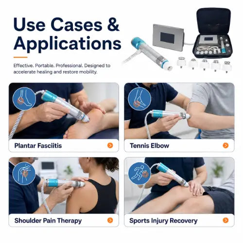 portable shockwave therapy use cases for plantar fasciitis tennis elbow shoulder pain and sports injury recovery