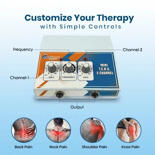 portable tens 2 channel electrotherapy device for pain relief
