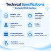 portable tens machine technical specifications with transcutaneous electrical nerve stimulation technology, electrode pads and simple manual controls
