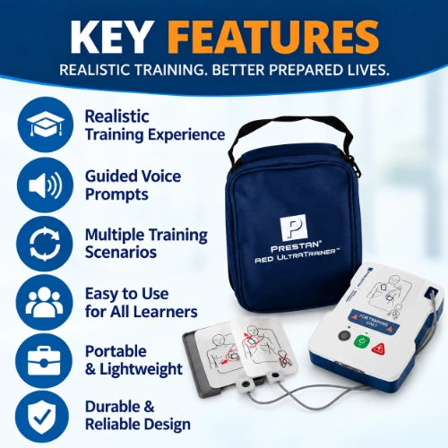 prestan aed ultratrainer with guided voice prompts and multiple training scenarios