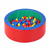 round padded ball pool with red outer wall, green inner lining and multicolour balls for indoor sensory and play activities