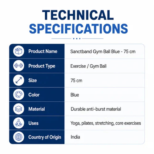 sanctband gym ball blue 75 cm technical specifications