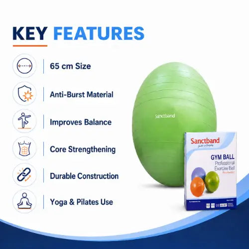 sanctband gym ball green 65 cm key features for balance core strengthening yoga and pilates