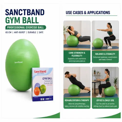 sanctband gym ball green 65 cm use cases for fitness rehabilitation balance and daily exercise