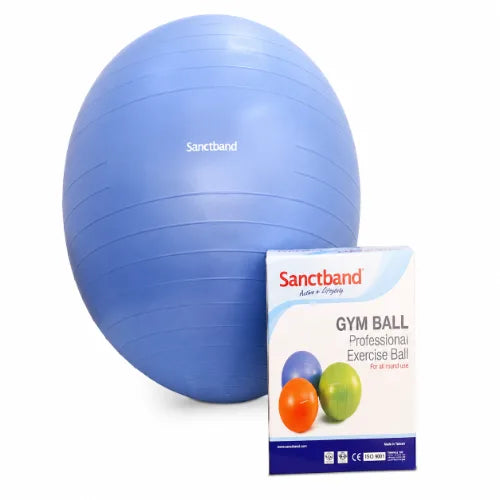 sanctband professional blue gym ball 75 cm for exercise yoga pilates and rehabilitation
