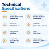 semi fowler electric hospital bed technical specifications showing electric backrest adjustment, approx. 60–70 degree tilt, abs panels and mild steel construction