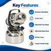 ulv fogger machine key features including stainless steel body, 5 litre tank, adjustable fog output, adjustable spray head and 60 minute timer
