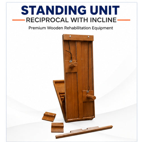 standing unit reciprocal with incline wooden rehabilitation equipment