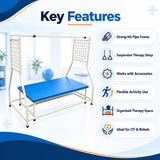 suspension frame key features including strong ms pipe frame, suspension therapy setup, accessory compatibility and flexible ot rehabilitation use