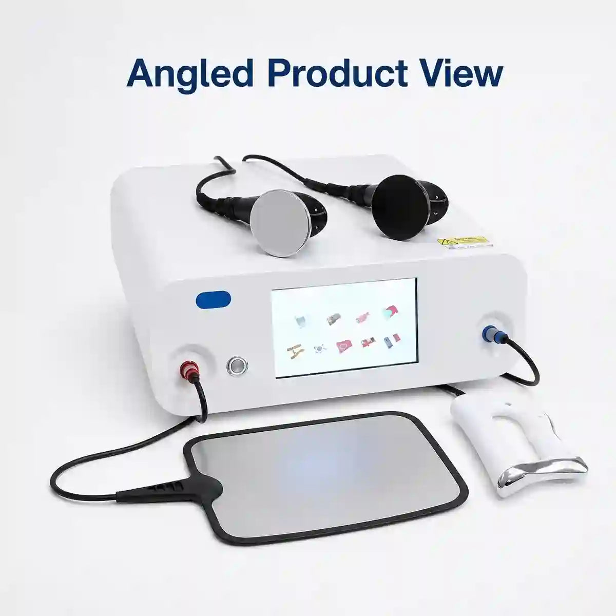 Tecar therapy machine angled view showing control panel and applicator connection