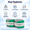 theraband ankle and wrist weight key features including 0.7 kg each, set of 2, neoprene outer surface, soft terrycloth lining and adjustable straps