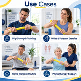 theraband flexbar yellow use cases for grip strength training, wrist and forearm exercise, home workouts and physiotherapy support