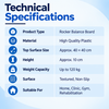 theraband rocker balance board technical specifications with high quality plastic construction, approx. 40 x 40 cm surface, 10 cm height and up to 120 kg weight capacity