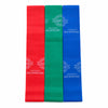 theraband set of 3 red green and blue resistance bands for physiotherapy, fitness and strength training