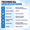 theraband set of 3 resistance bands technical specifications showing red green and blue bands for resistance training, fitness, stretching and home exercise