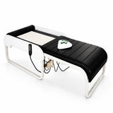 thermal massage bed with pure zade stone, padded surface, handheld controller and sturdy metal frame for relaxation and wellness use