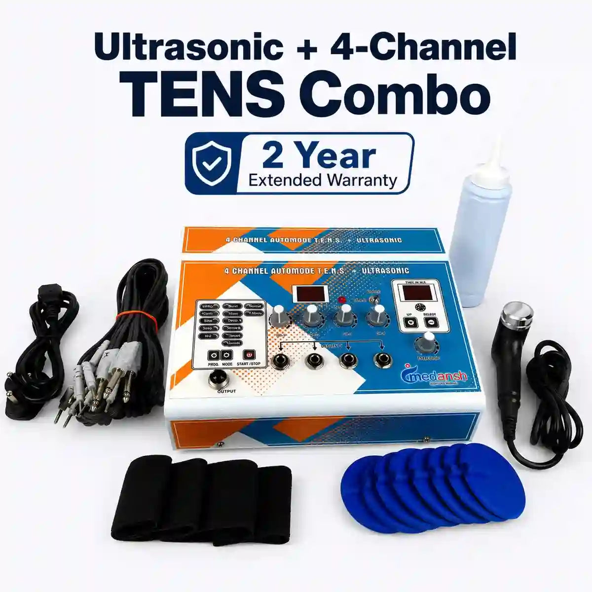 Medansh Ultrasonic 4-Channel TENS Combo 2-year extended warranty main product image