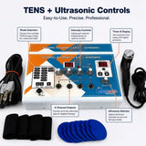 Ultrasonic 4ch TENS 2-year warranty target areas and benefits – shoulder, back, hip, knee pain treatment