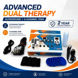 Ultrasonic 4-channel TENS combo 2yr warranty creative promo banner