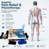 Ultrasonic 4-channel TENS combo target areas – back knee shoulder ankle joint pain treatment zones