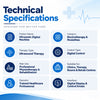 ultrasonic digital machine technical specifications showing ultrasound therapy, digital controls, professional physiotherapy use and clinic or rehabilitation centre suitability